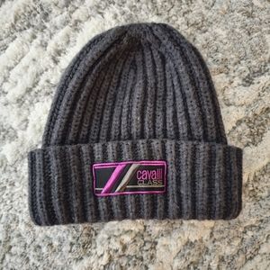 CAVALLI CLASS BY ROBERTO CAVALLI Wool Ribbed Knit Beanie, NWOT